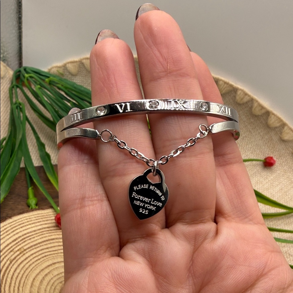 Forever love steel Silver Roman Numeral Bracelet